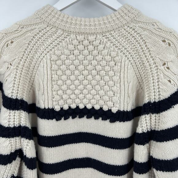 Ba&sh Palo Cream Black Striped 100% Wool Pullover Sweater Women’s Size Medium - Picture 7 of 11